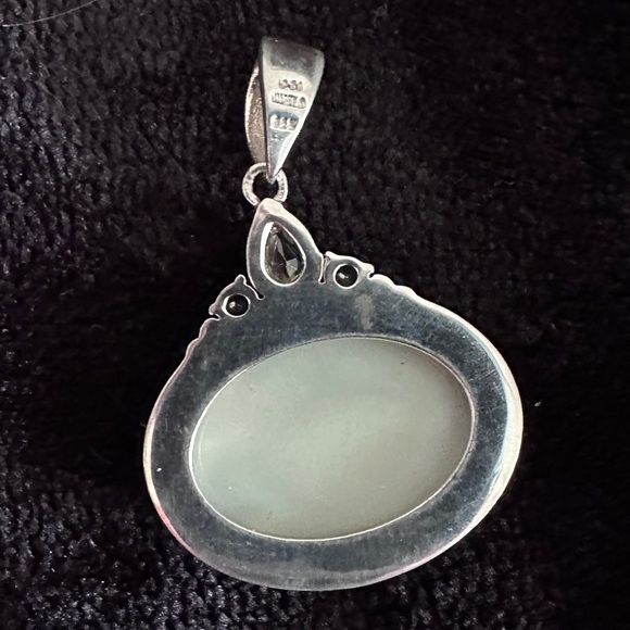 Oval pendant with green drusy & peridot set in sterling silver - Picture 8 of 9